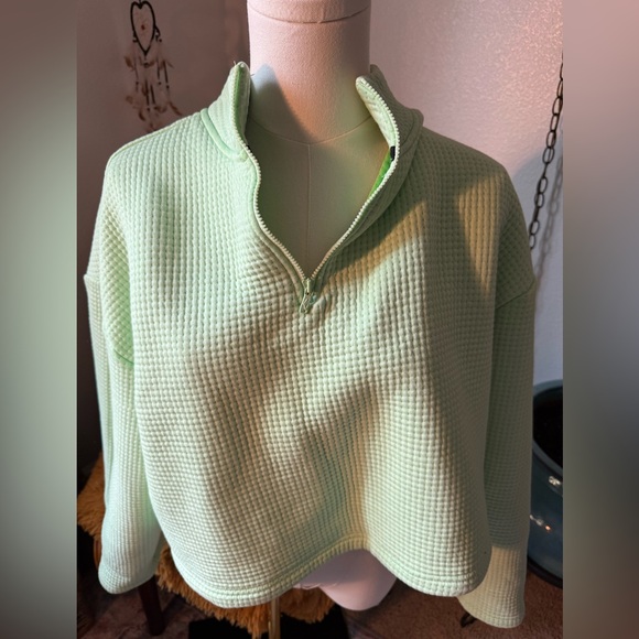 Mint Green Half-Zip Waffle Knit Nike Sweater - Picture 3 of 4
